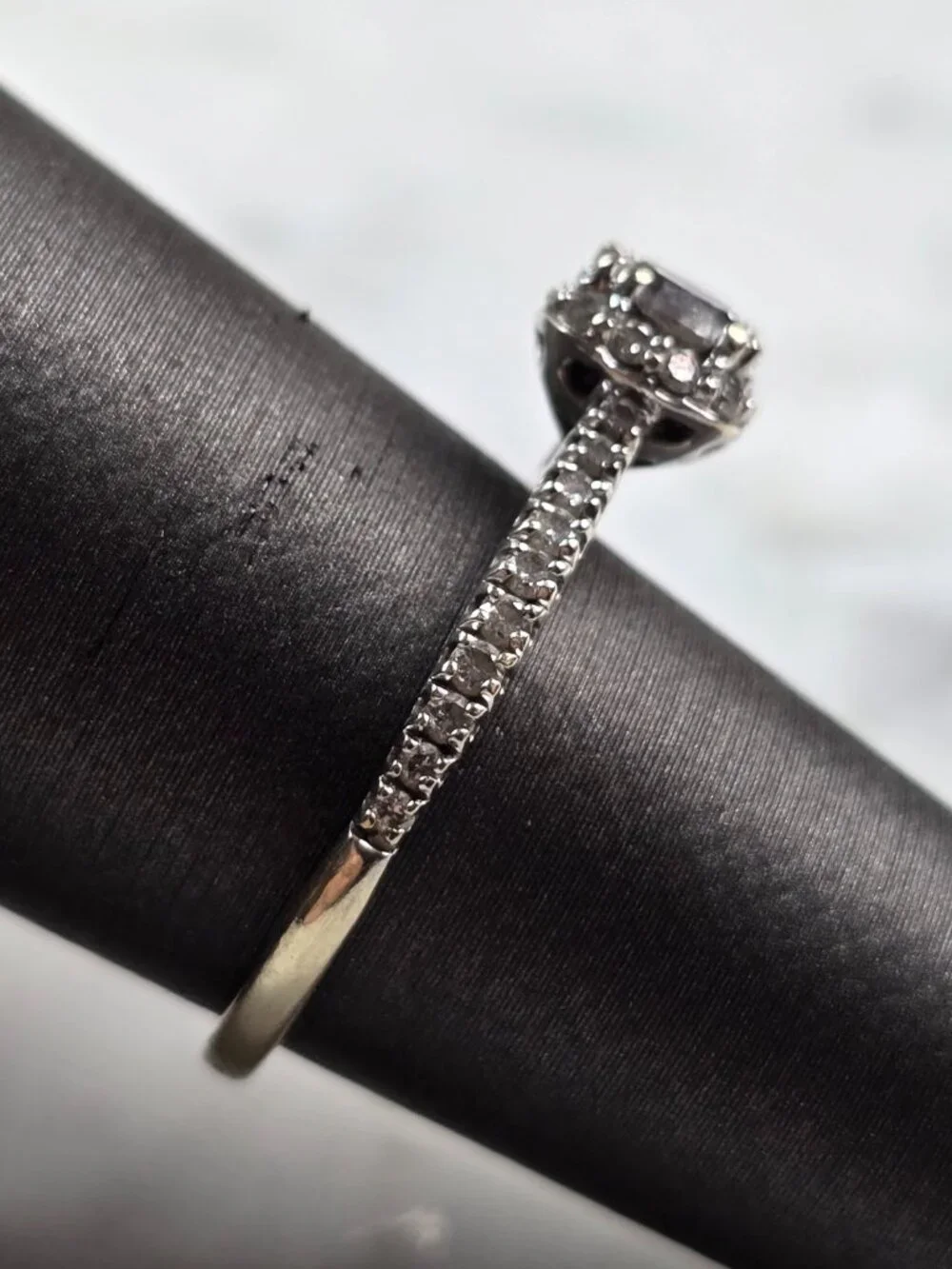Womens Estate 14k White Gold Lab Diamond Ring 2.6g #E5756